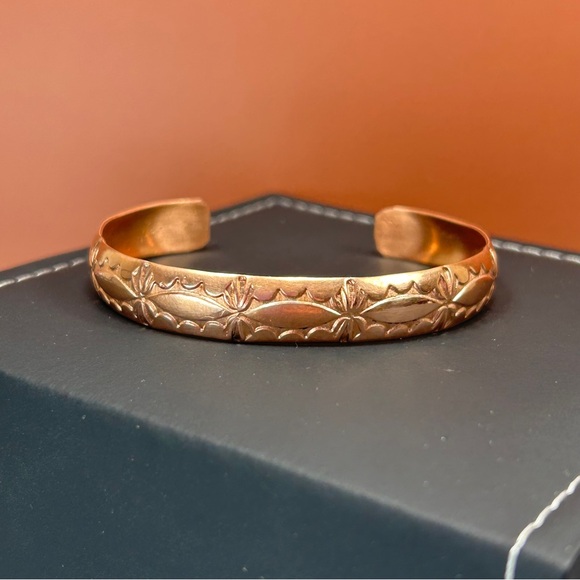 Native American Jewelry - Navajo Handmade Copper Floral Cuff Bracelet